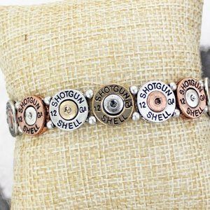 BURNISHED TRI-TONE SHOTGUN SHELL STRETCH BRACELET